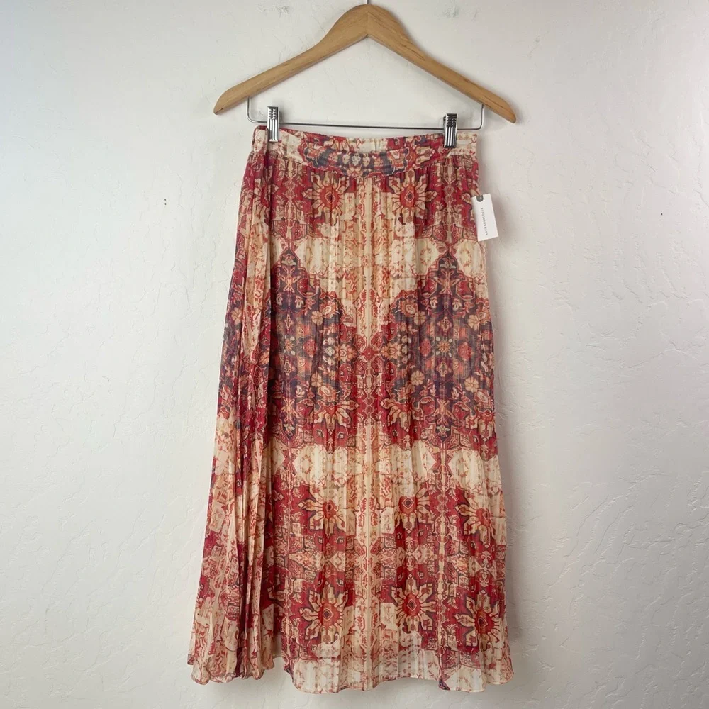 NWT Anthropologie Akemi + Kin Laurel Canyon Pleated Midi Skirt Size Small